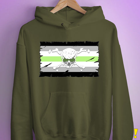 Agender Pride Pirate Flag Hoodie - Army